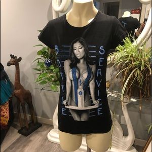 Two in the Shirt black short sleeved tee